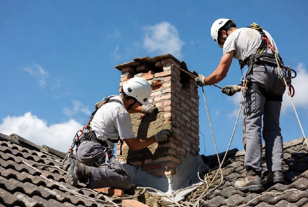 chimney repair holmdel nj chimneyguards team working on holmdel
